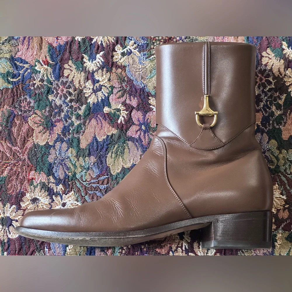 Gucci Horsebit Brown Leather Men’s Ankle Boots Size 11T 12 US - Picture 9 of 12